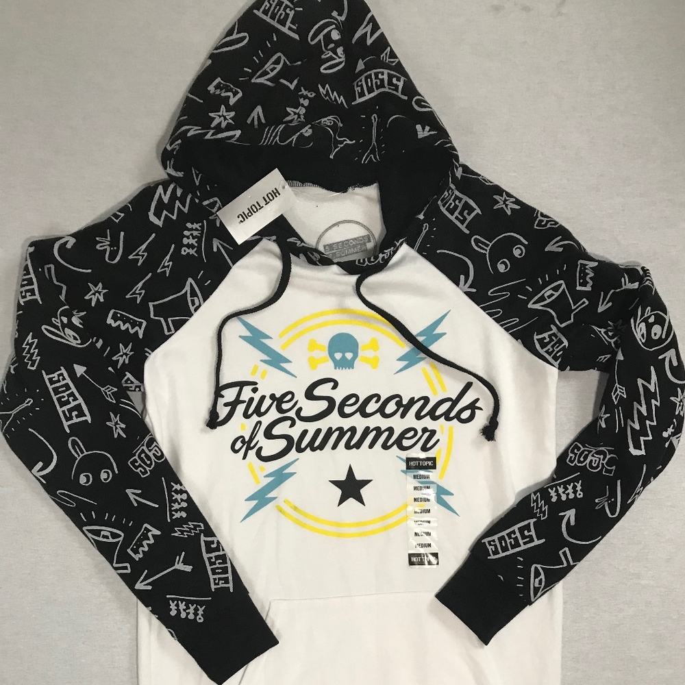 Hot Topic 5 Seconds of Summer Hoodie, Sz Med. NWT